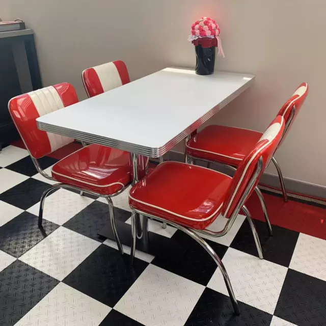 Super Cool Look American1950 Retro Café Diner SET with 4 Chairs and 1 Table