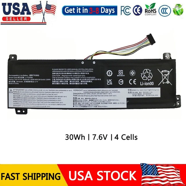 L17M2PB3 L17L2PB3 L17C2PB3 L17M2PB4 5B10P53995 5B10W67318 L17L2PB4 L17C2PB4 Remplacement de la Batterie d'ordinateur Portable pour Lenovo V130-15IGM V130-15IKB V330-15IKB V530-14IKB Series(7.6V 30Wh