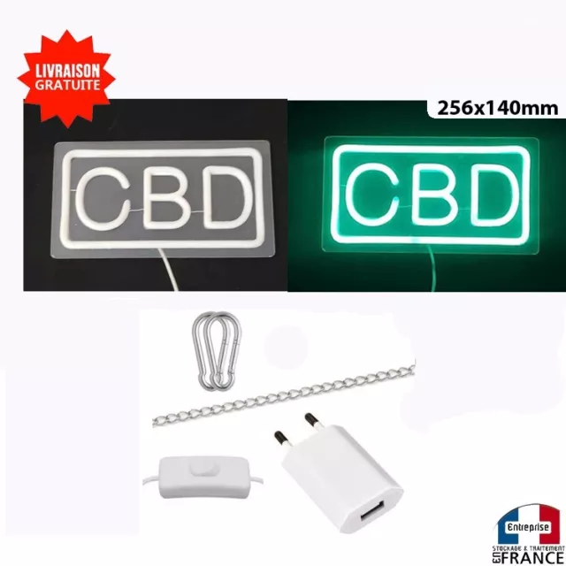 Panneau enseigne lumineuse Neon led  verre acrylique à Poser  CBD vitrine