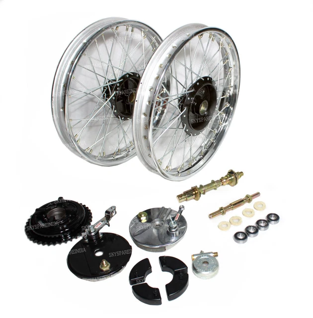 Roue Avant Complète 19 Pouces Pour Royal Enfield - Jante 40 Trous Avec Tambour Et Plaque