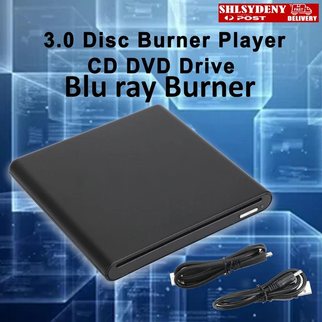 Blu ray Burner USB External BD-R BD DVD CD RW Disc Writer Movie Player Black