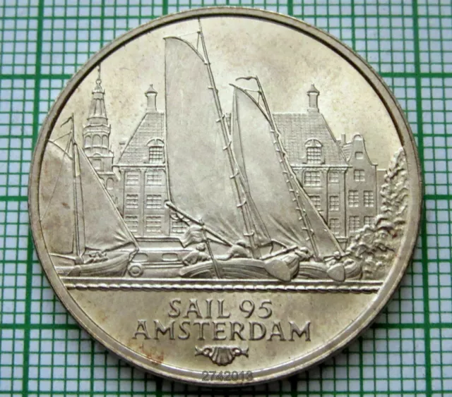 Holland Netherlands 1995 Amsterdam Sail 2 Ecu Coin, Yachts In The City, Unc 3