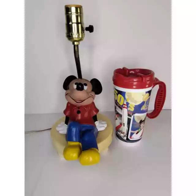 Vintage Disney Mickey Mouse Lamp & 50th Anniversary Merchandise Cup