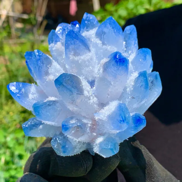 1.58LB New Find BLUE Phantom Quartz Crystal Cluster Mineral Specimen Healing 6