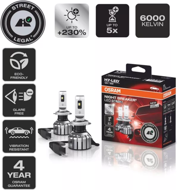 OSRAM H7 LED GEN 2 NIGHT BREAKER 6000K +230% Next Generation straßenzugelassen