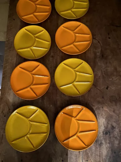 Service assiettes Vintage Orange Et Jaunes