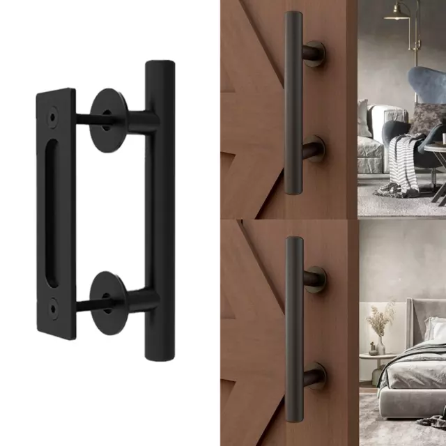 9.4"/12" Sliding Barn Door Pull Handle Heavy Duty Steel Gate Handle 1PC Black