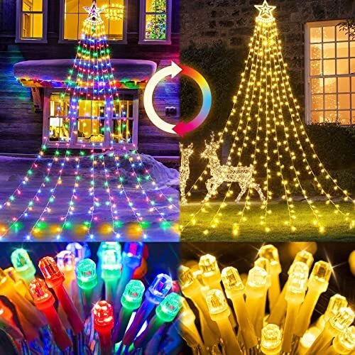 Christmas Decoration Outdoor Star Lights-394LED Waterfall Christmas Tree Ligh...