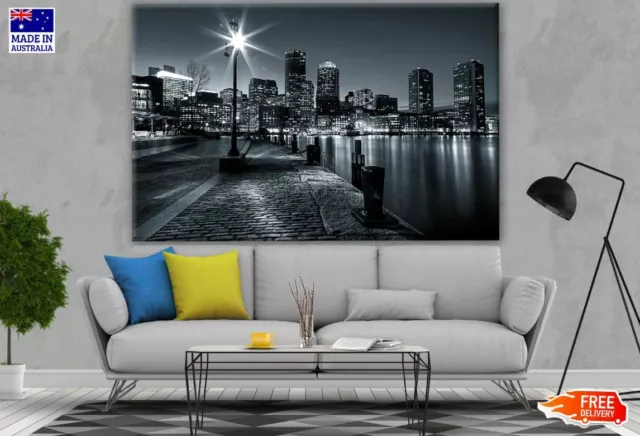 B&W City Street View Photograph Canvas Collection Home Decor Wall Print Art