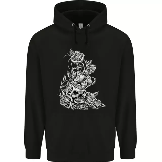 Skull Crown Biker Skull Gothic Heavy Metal Mens 80% Cotton Hoodie