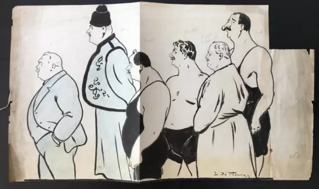 World Wrestling Championship 1909, Pedersen, Aimable drawing by Louis de Fleurac