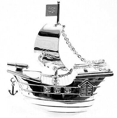 Pirate Ship Moneybox Christening Gift Silver Plated Bambino CG273