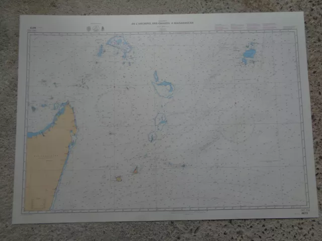 CARTE  MARINE  De l'archipel des Chagos à Madagascar 1988 Seychelles île Réunion