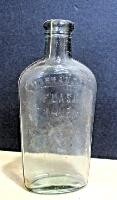 Vintage Antique 7 Oz Warranted Flask Clear Glass
