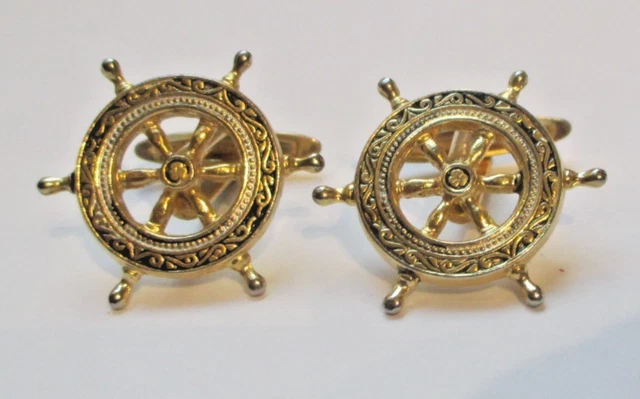 Boutons De Manchette Vintage Plaqué Or Avec Cristaux - Design Ancien, Parfaite Patine