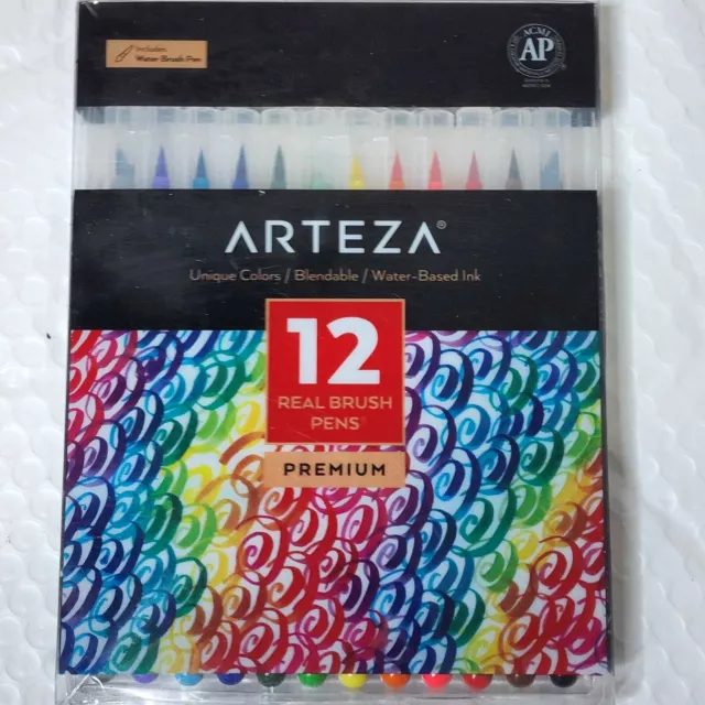 Arteza Real Brush Pens, 12 Paint Markers with Flexible Brush Tips, Professional