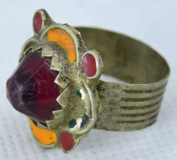 Ancient Antique Ring Rare Roman Style- Legionary With Red Stone Amazing Artifact