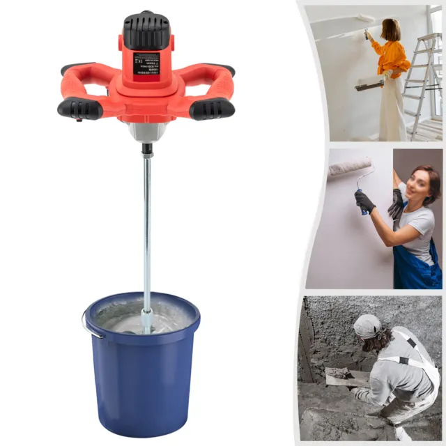 1500W Handheld Single Pole Putty Powder Mortar Mixer 110V with Helical Blade