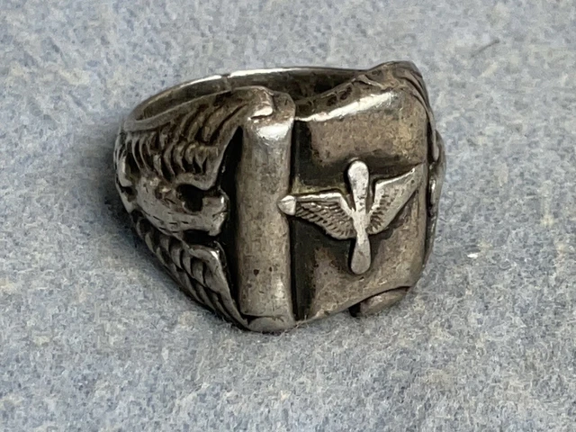 WW2 WWII USAAC US Army Air Corps Aviation Sterling Silver Ring Wings ...