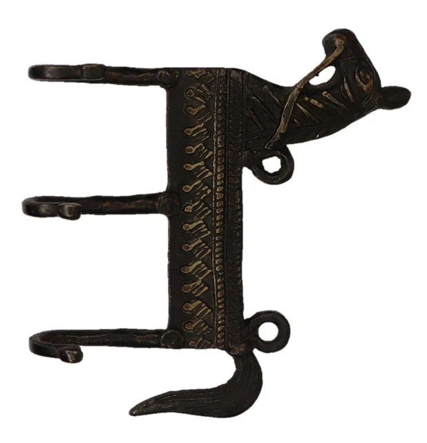 Horse Shape Vintage Antique Style Handmade Brass 3 Hook Wall Hanger Home Décor 8