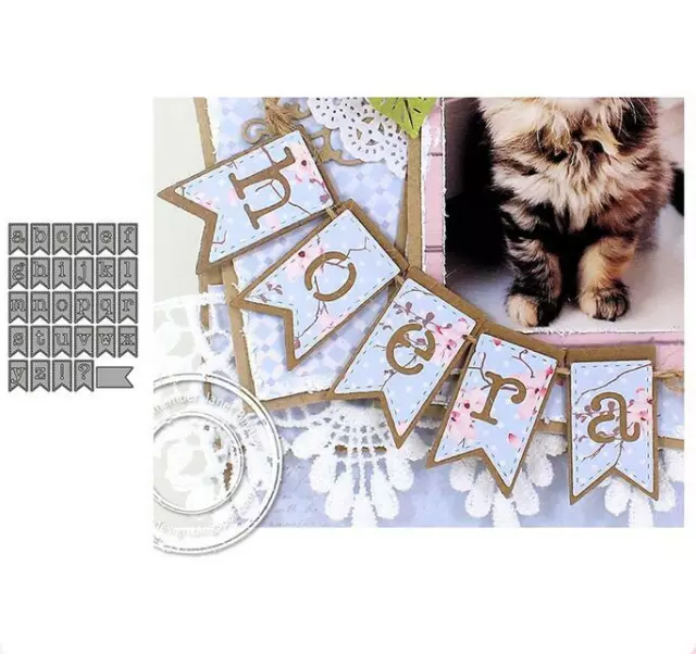 Alphabet Etikett Metall Stencil Cutting Dies Scrapbooking Karten Stanzschablonen