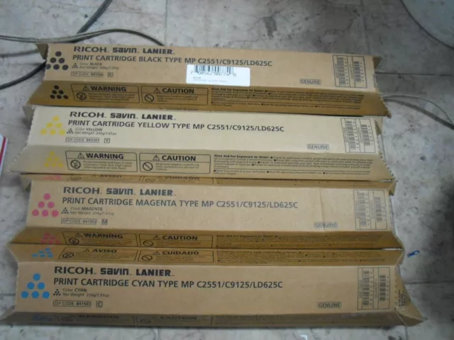 New ! 4PK Genuine Ricoh Aficio MP C2551 C9125 LD625C Color toner 841586 841501