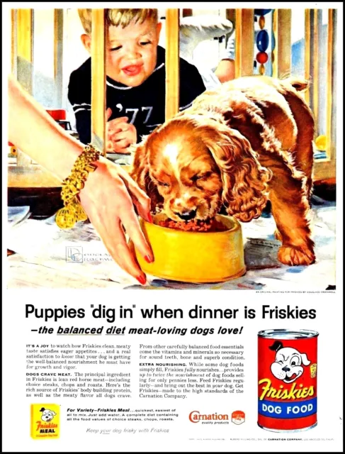 1957 Douglass Crockwell painting Friskies dog food vintage art Print Ad (ADL10)