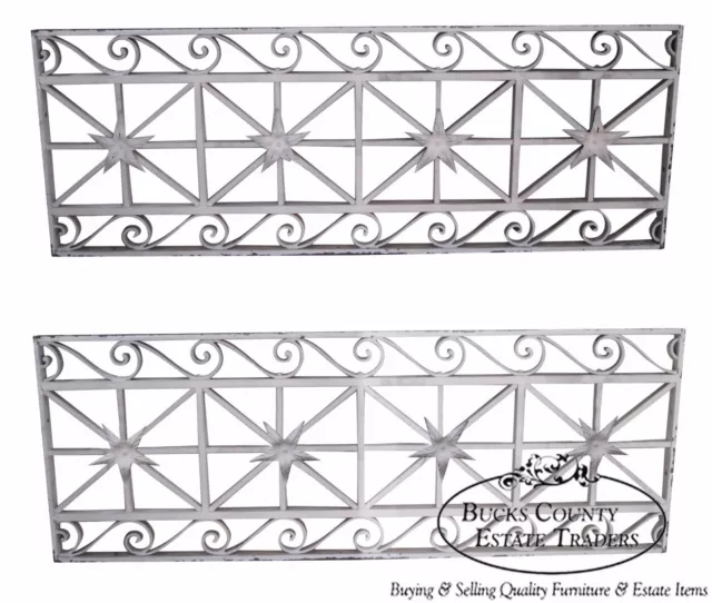 Antique Pair of Hand Wrought Iron Regency Style Wall Grates