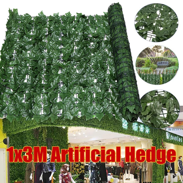 1*3m Künstliche Efeu Hecke Sichtschutz Windschutz Balkonverkleidung Blätterzaun