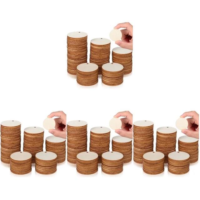 400 pz trucioli di legno rotondo abbellimenti fette decorative legno quadrato