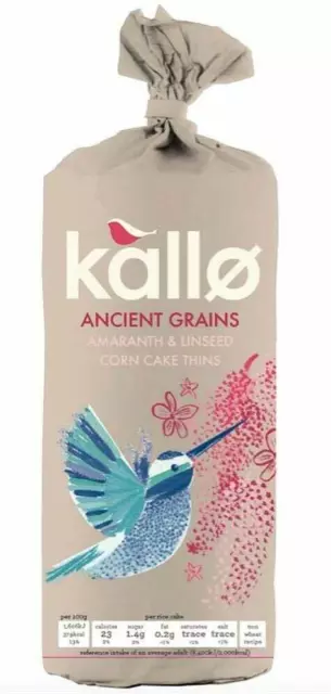 Kallo Ancient Grains Organic Corn Cake Thins 150g (Pack of 4)