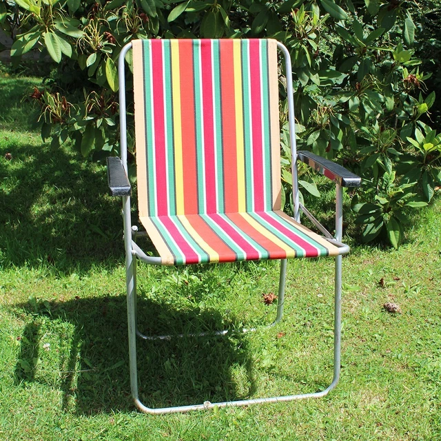 Chaise De Camping Pliante À Dossier Haut, Avec Appui-Tête, Poches