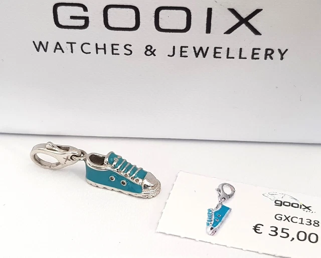 GOOIX CHARM Silber 925 er Charms Anhänger Schuh Sneaker Emaille NEU 30 türkis