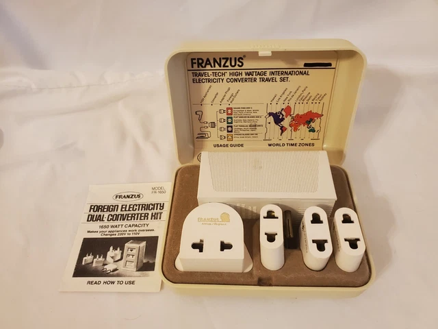 Kit Convertisseur Franzus Travel Lite International 1650W – Adaptateur Universel (prise US Vers Monde)