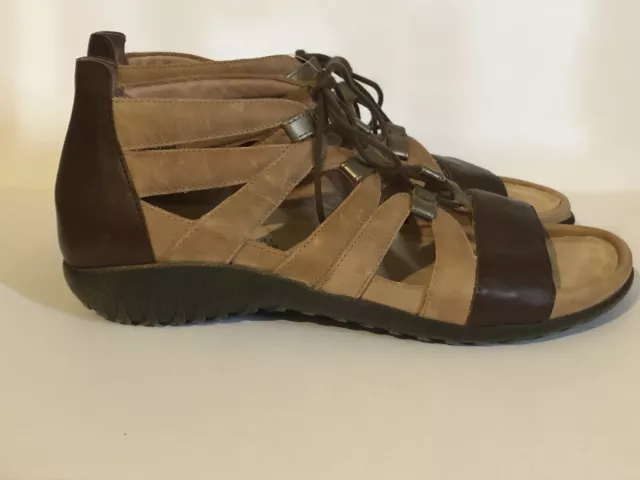 Naot Selo Sandal Brown Toffee Gladiator style Lace Up New without box Sz 10 (41)