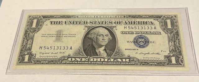 One Dollar Bill Silver Certificate Blue Seal Series 1957A