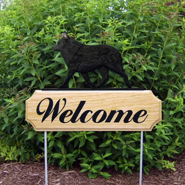 Schipperke Wood Welcome Outdoor Sign