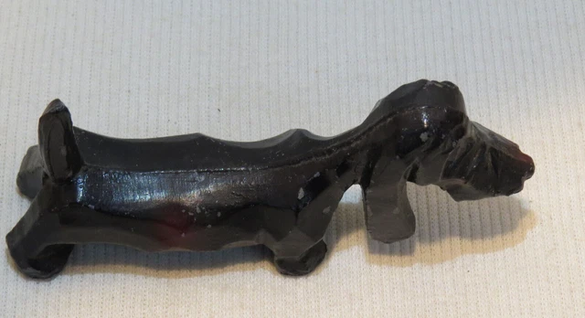 ANTIQUE RARE Black Cast Iron Metal Dachshund Figurine Paperweight Wiener Dog