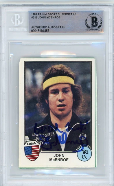 John McEnroe 1981 Panini Sport Superstars True Rookie #316 Autograph BAS Beckett