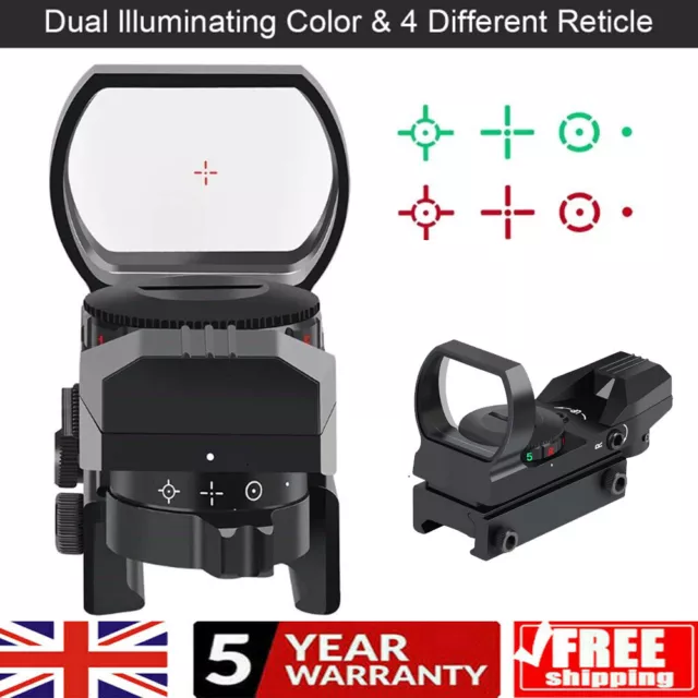 Tactical Holographic Reflex Red Green Dot Sight 4 Type Reticle for 11mm Rails UK