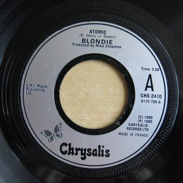 BLONDIE Atomic / Die Young Stay Pretty French pressing 7" Chrysalis 1980 Jukebox 3