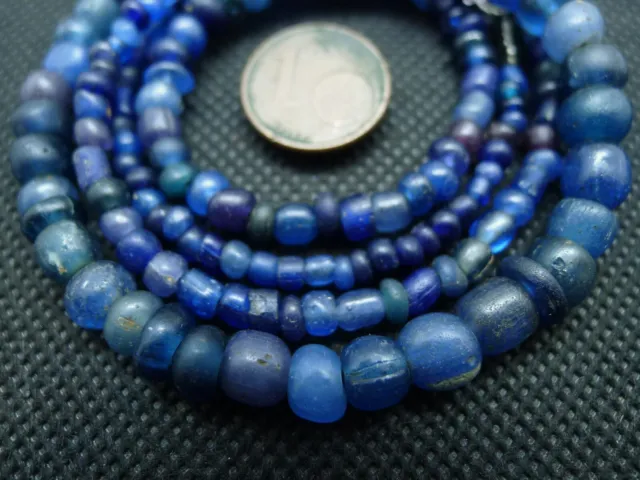 58cm Collier Perles Ancien Verre Ancient Excavated Glass Beads Necklace NO Roman