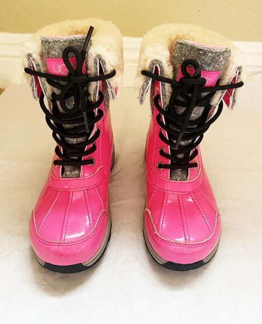 Ugg Butte Ii Patent Leather Hot Pink Waterproof Shearling Girls Boots  Size: 1