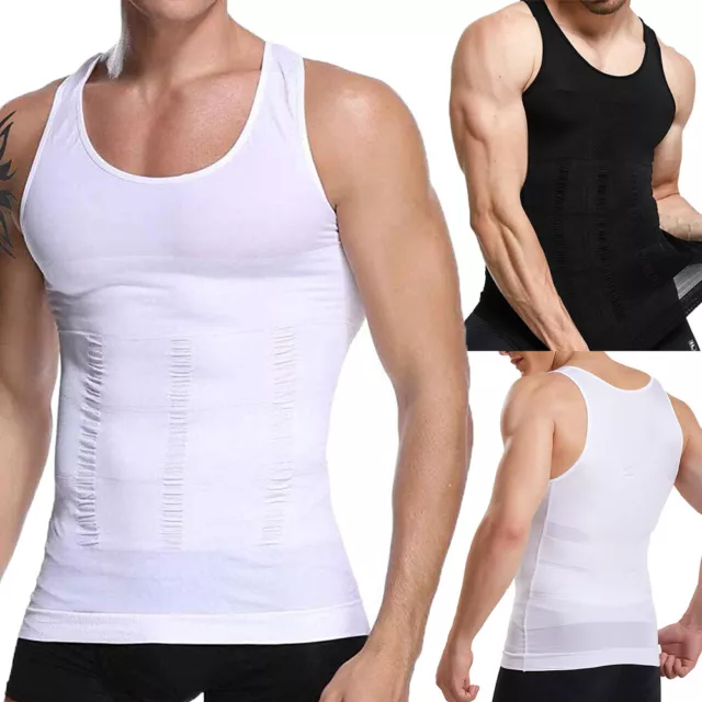 Mens Gynecomastia Moobs Belly Compression Shirt Zipper Slimming Body Shaper  Vest 