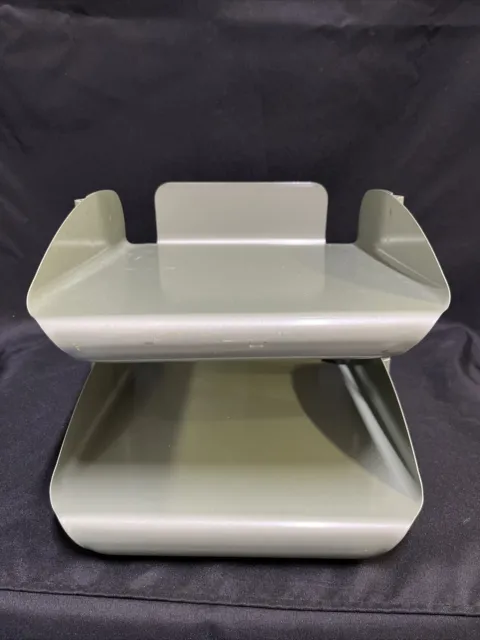 Vintage Steel Desk-Top Two File Holder Tray Mid-Century Modern