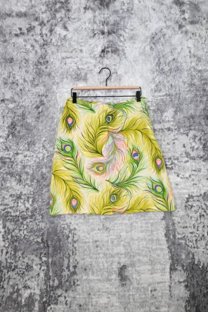 Vintage Nanette Lepore Silk Feather Print Y2K Skirt Size 10