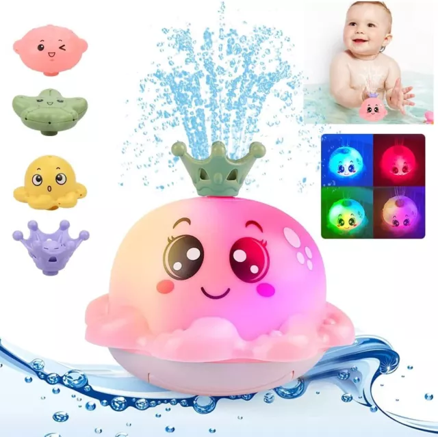 Toddlers LED Baby Bath Toys 4 Jet Octopus Water Game Sprinkler Pool Games Toys