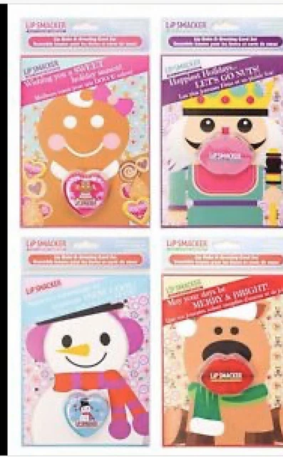 Lip Smacker Lip Balm + Christmas Greeting Card Teacher,School,Kids,Favor, 4pack