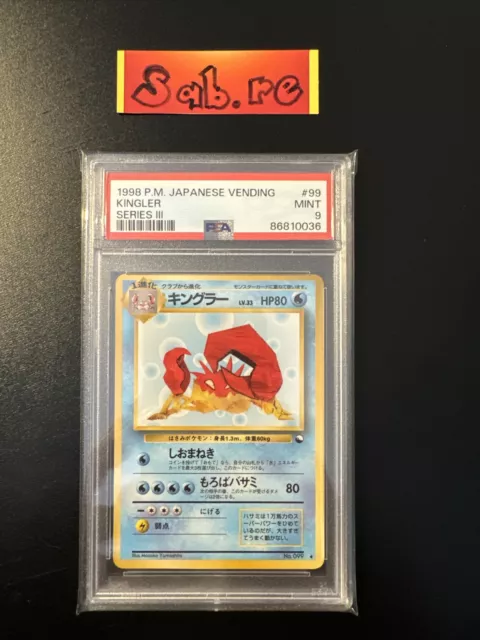 PSA 9 Kingler Japanese Vending Series 3 No. 099 Pokémon Card