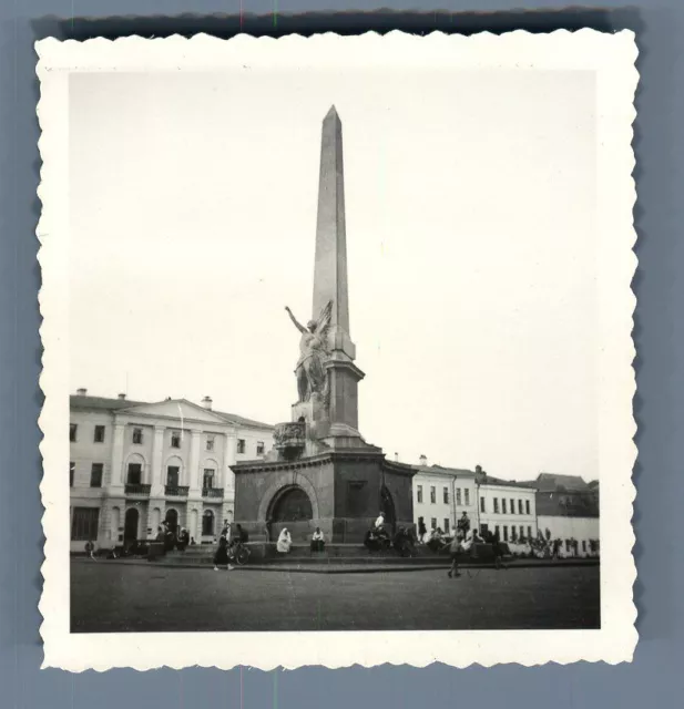 USSR, Moscow, Obelisk with a Statue of Liberty Vintage silver print. Vintage Rus